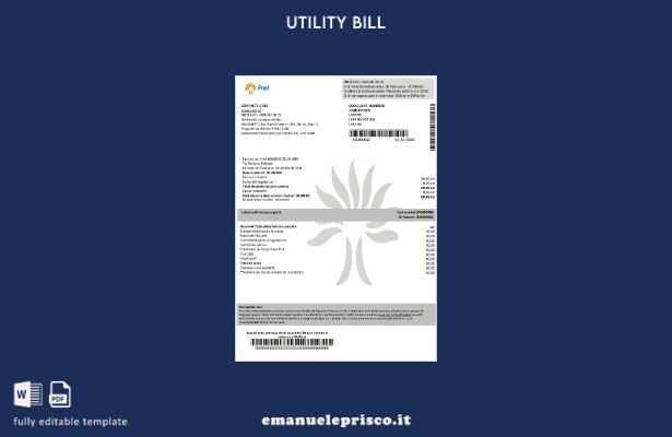 stile verificato Modello di fattura di elettricità Romania Enel con prova dell'i